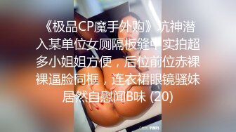 《极品CP魔手外购》坑神潜入某单位女厕隔板缝中实拍超多小姐姐方便，后位前位赤裸裸逼脸同框，连衣裙眼镜骚妹居然自慰闻B味 (20)