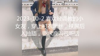 2023-10-2 喜欢被调教的小女友，穿上衬衣黑丝，扶屌后入抽插，要求浪叫很听话